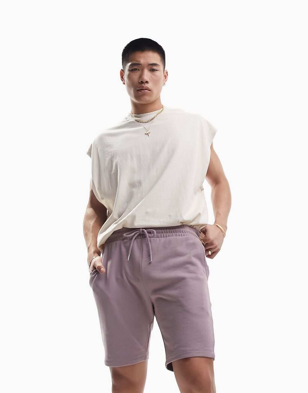 

Выстиранные фиолетовые шорты из джерси скинни ASOS DESIGN