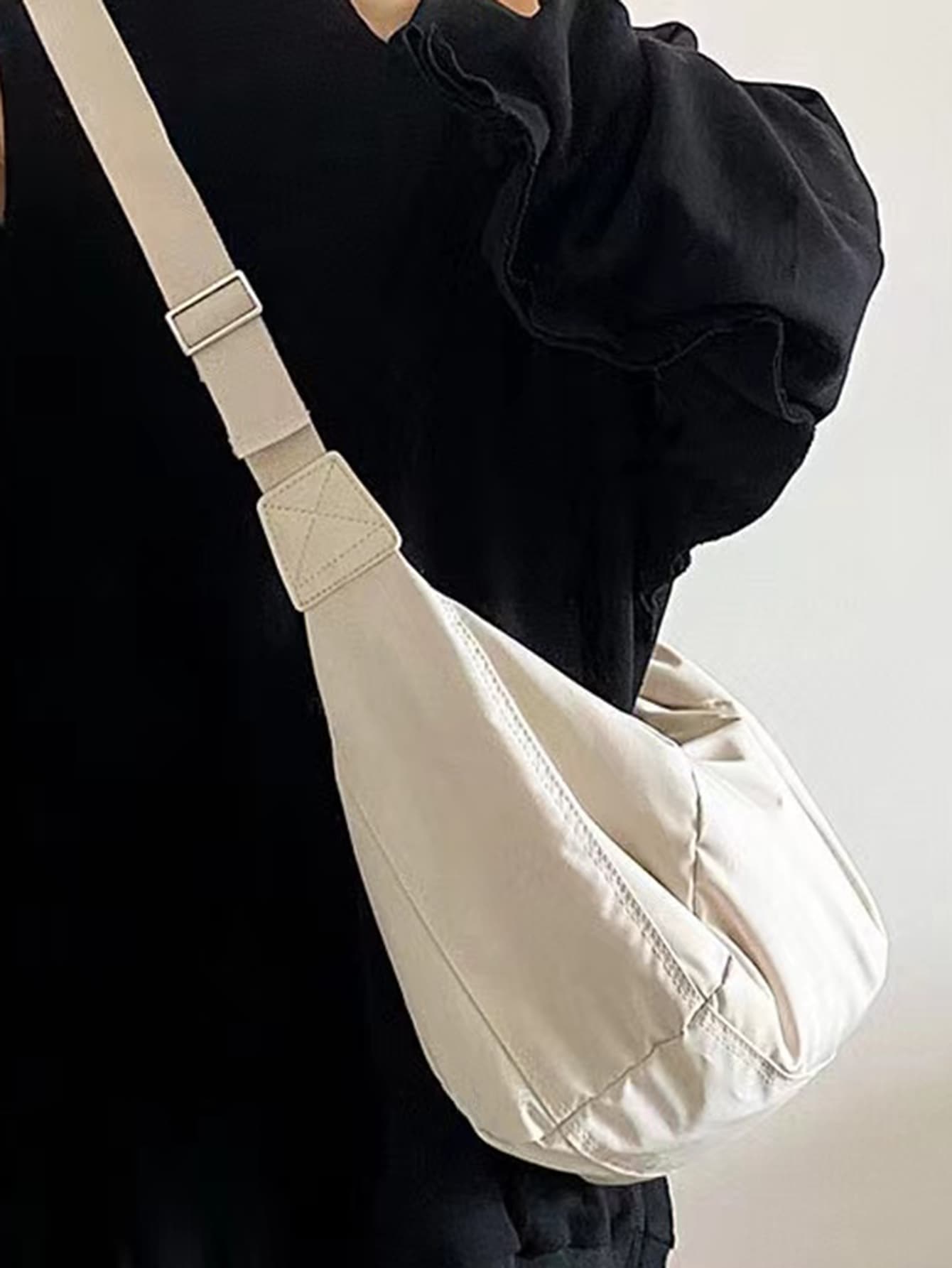 Минималистичная сумка-хобо, бежевый холщовая сумка мешок популярного цвета в стиле ретро новинка 2021 осенняя модная женская сумка на плечо вместительная сумка универсальная