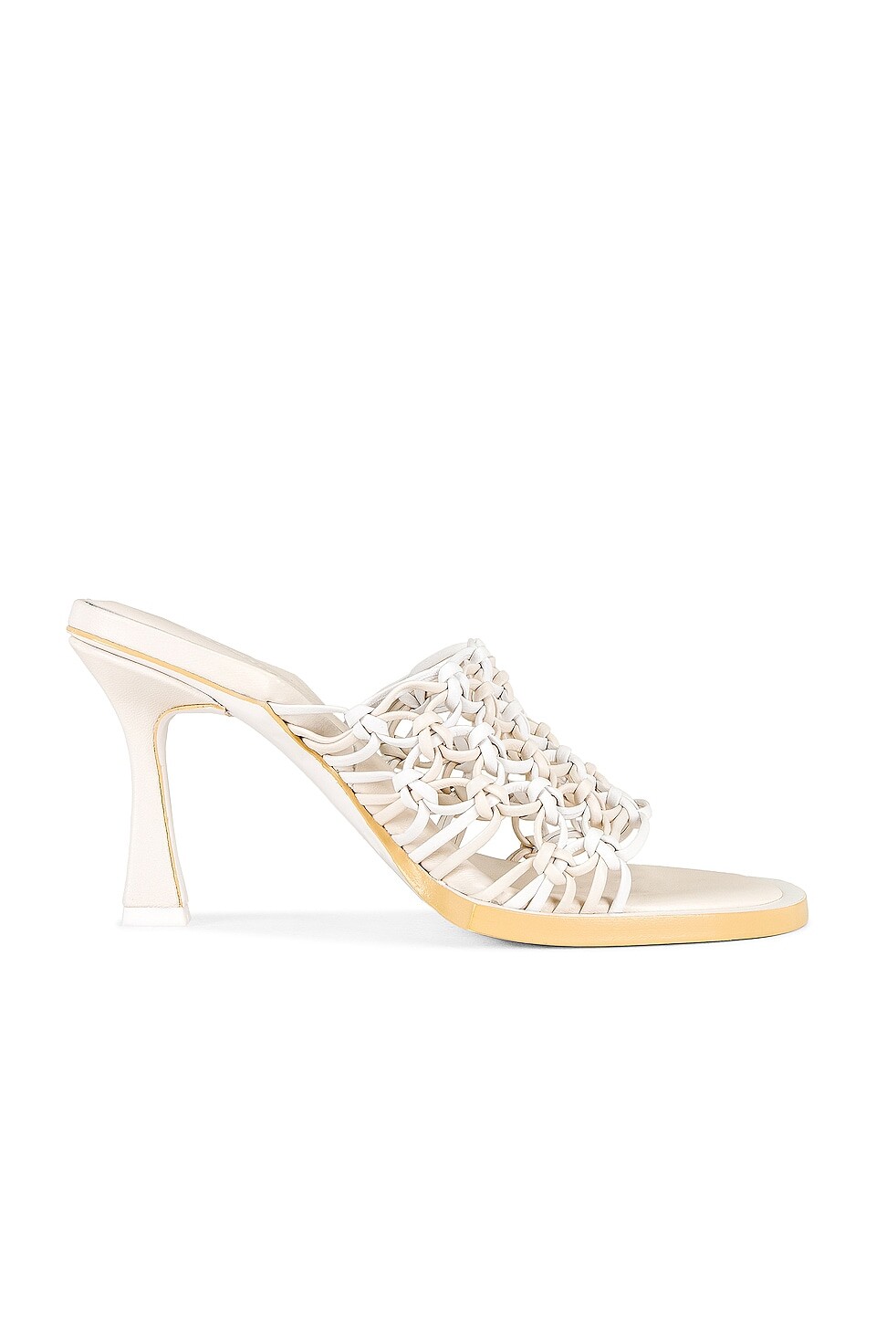 

Сандалии SIMKHAI Theo Lattice Mule Heeled, цвет Ivory White