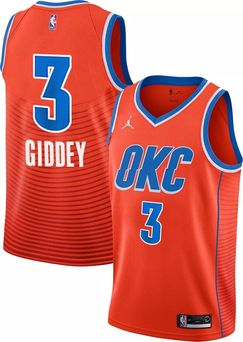 

Мужская майка Jordan Oklahoma City Thunder Josh Giddy #3 оранжевого цвета Dri-FIT Swingman