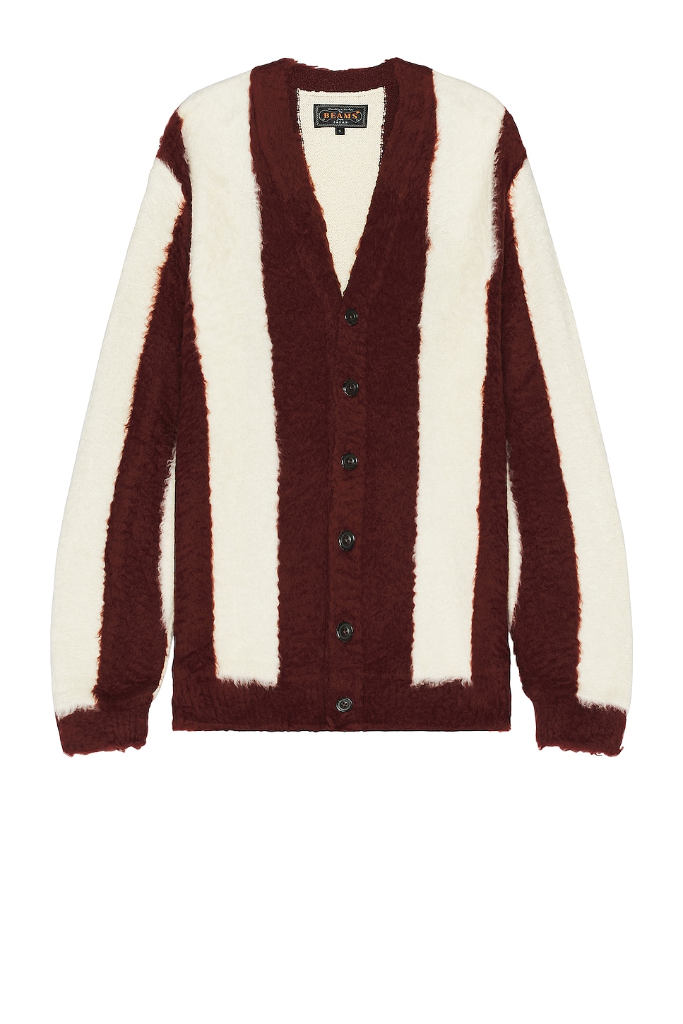 

Кардиган Beams Plus Stripe Cotton Shaggy, коричневый