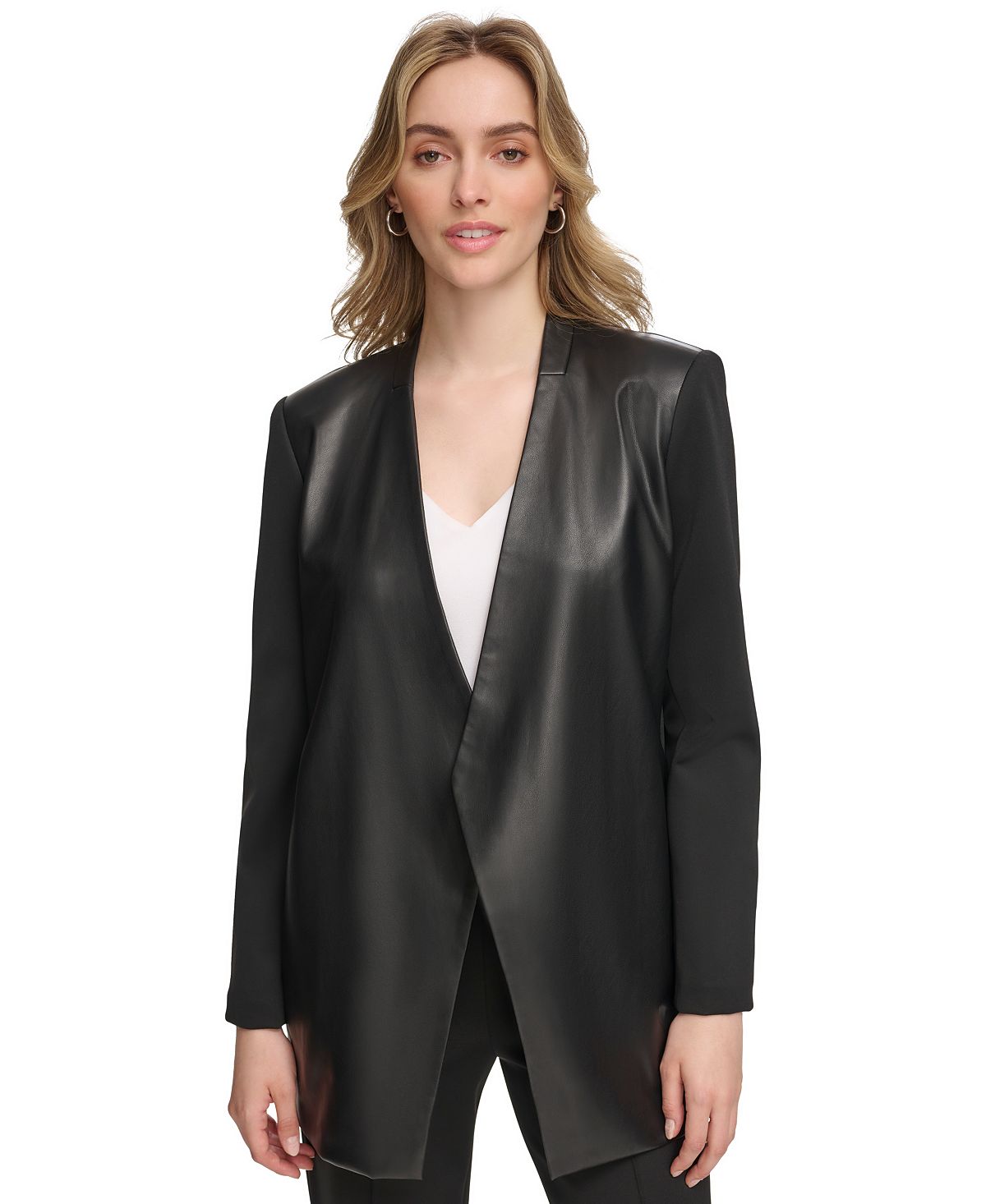 цена Женская комбинированная куртка из искусственной кожи Calvin Klein, черный