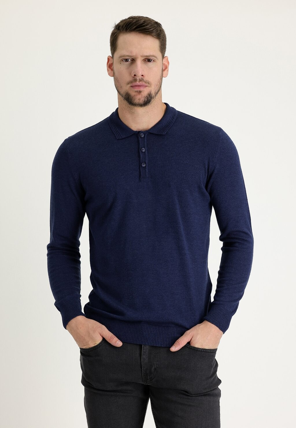 

Вязаный свитер POLOKRAGEN REGULAR FIT Kigili, цвет Medium Navy Melange