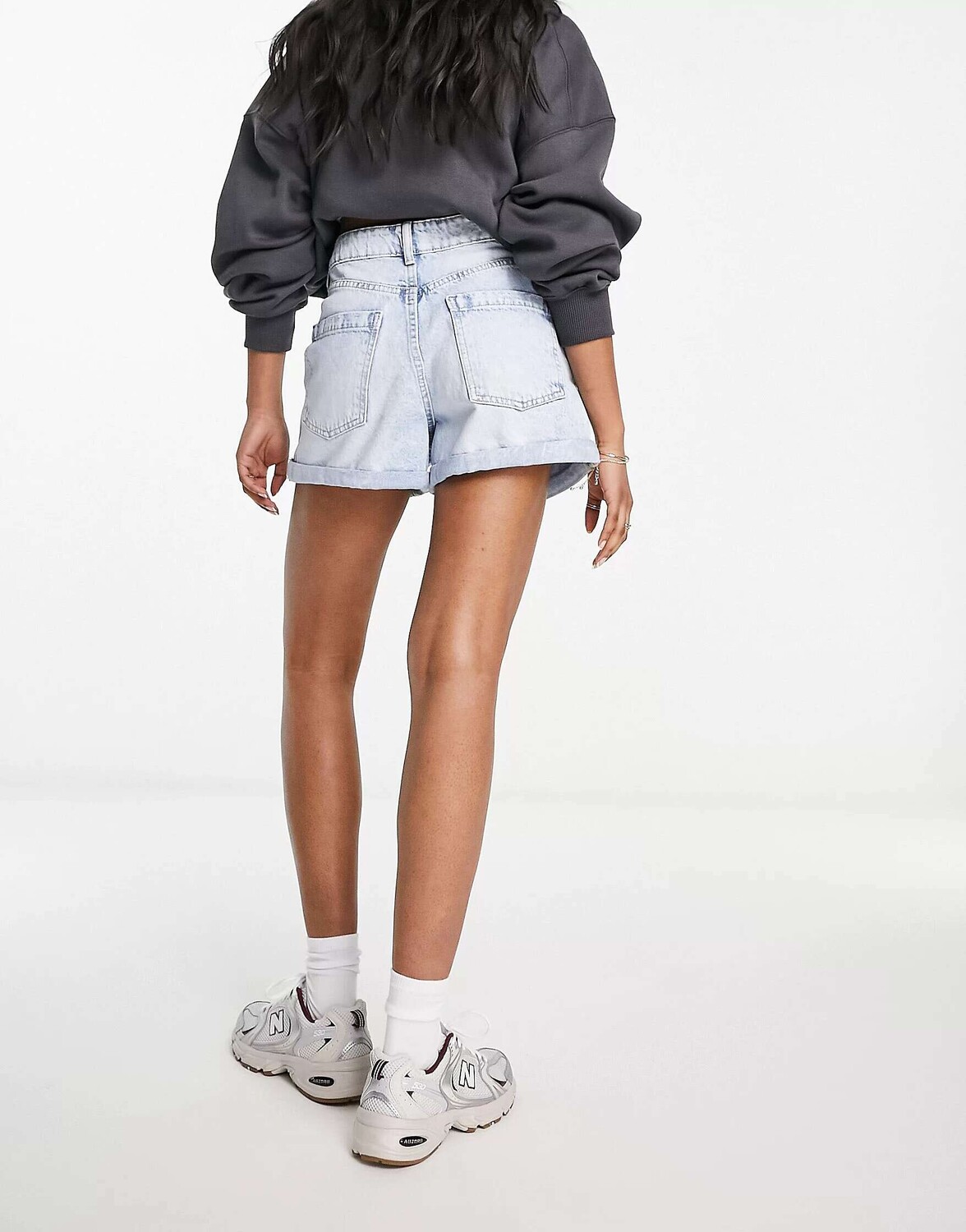 

Синие шорты River Island Turn up Mom, Синий