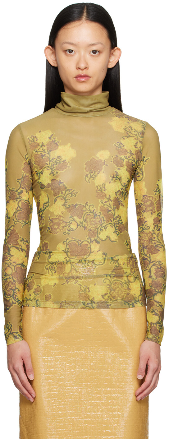 

Зеленая водолазка с цветочным принтом Dries Van Noten