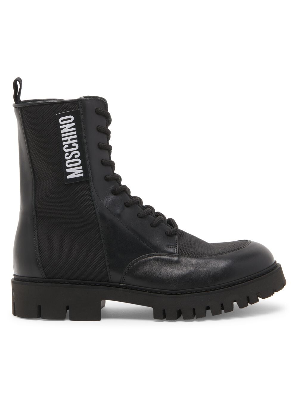 

Армейские ботинки из кожи и нейлона с логотипом Moschino, черный