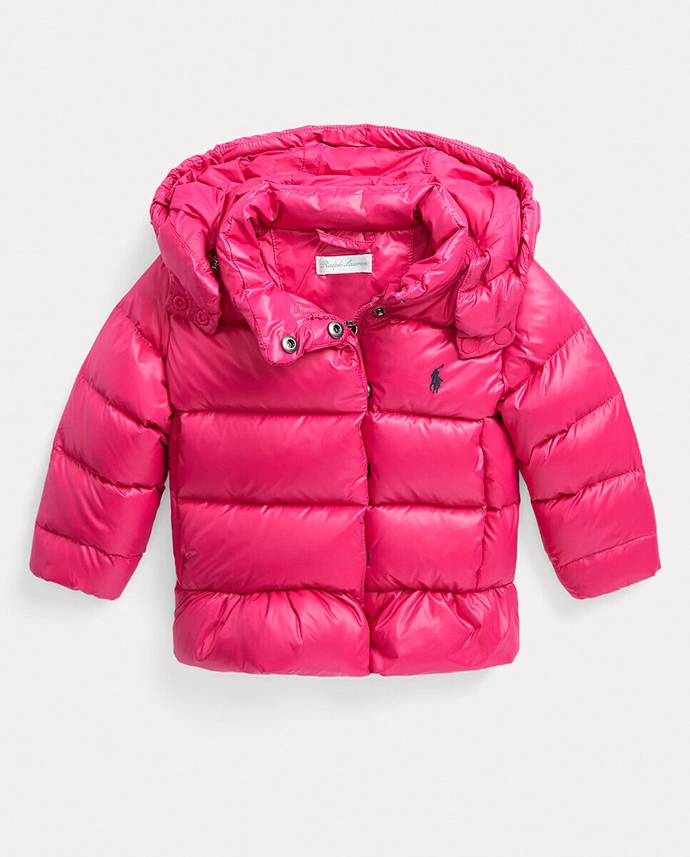 

Пуховик для девочки цвета фуксии с капюшоном Polo Ralph Lauren, фуксия