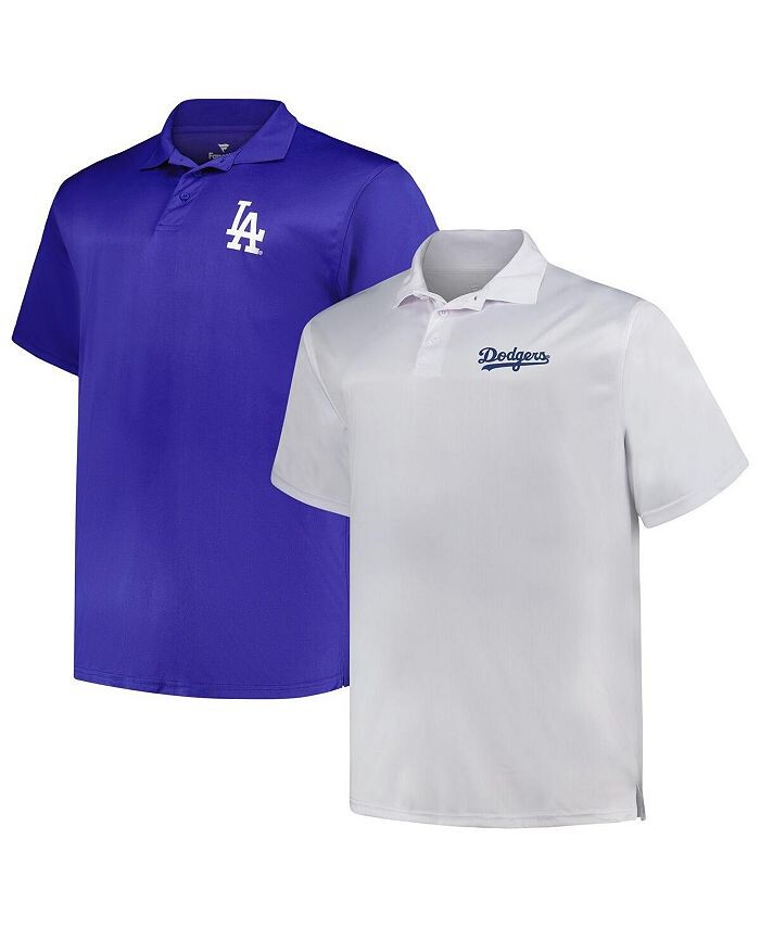 

Мужской комплект из двух однотонных рубашек-поло белого цвета Royal Los Angeles Dodgers Big and Tall Profile, белый