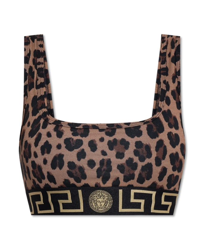 

Топ с животным принтом Versace, коричневый