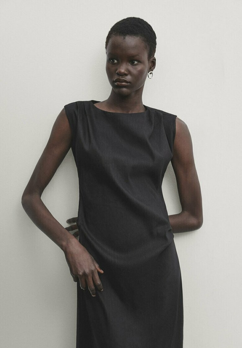 

Дневное платье WITH PLEATED DETAIL Massimo Dutti, цвет black