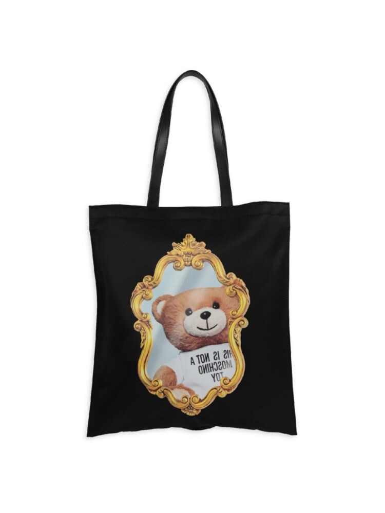 

Зеркальная сумка-тоут Teddy с графическим рисунком Moschino, цвет Black Multi