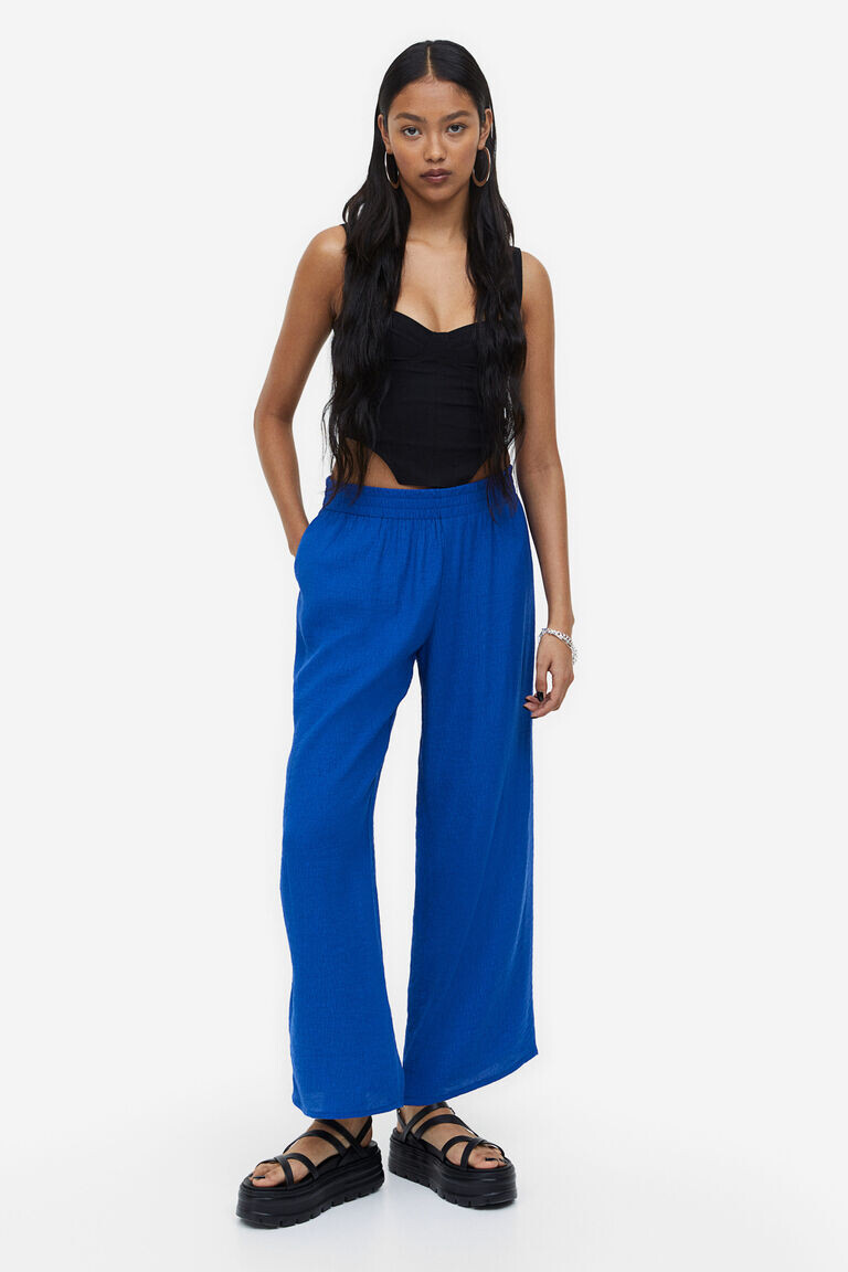 

Брюки из крепа без застежки H&M, синий
