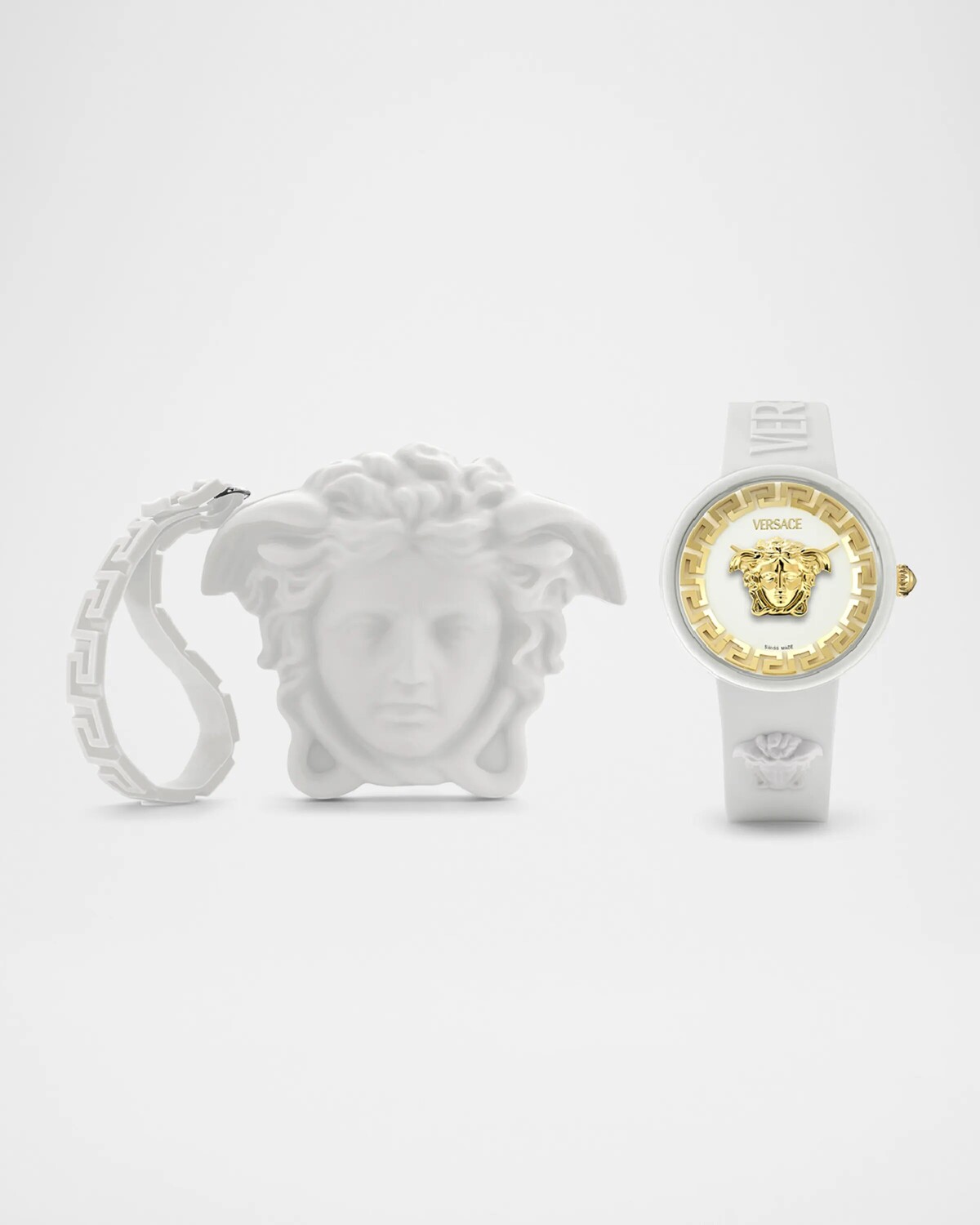 

Мужские белые силиконовые часы Medusa Pop с чехлом, 39 мм Versace, белый