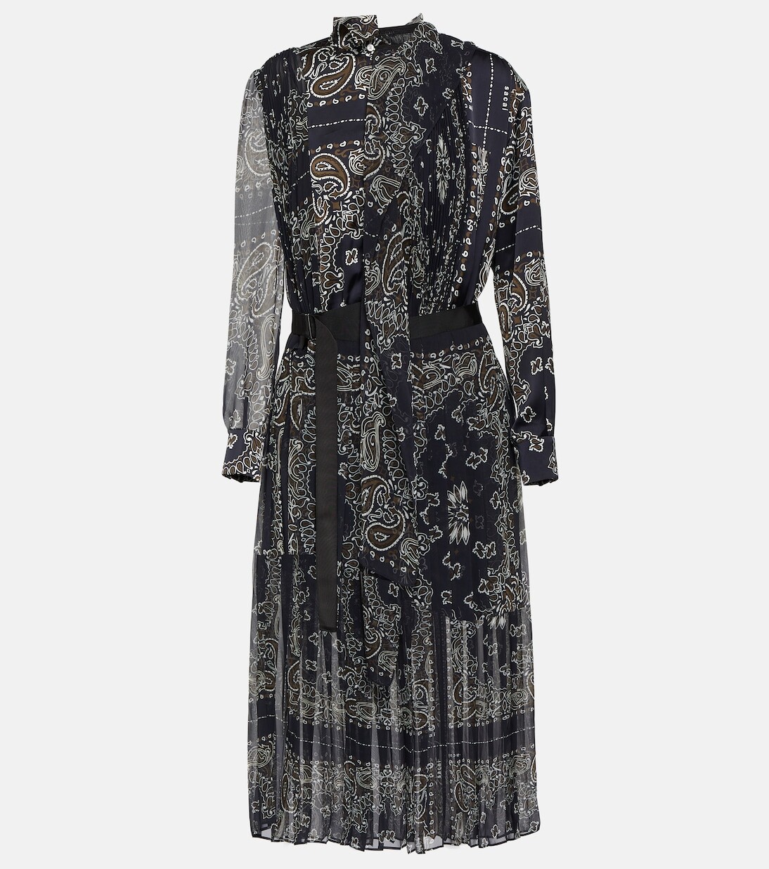 

Платье миди с принтом бандана Sacai, синий