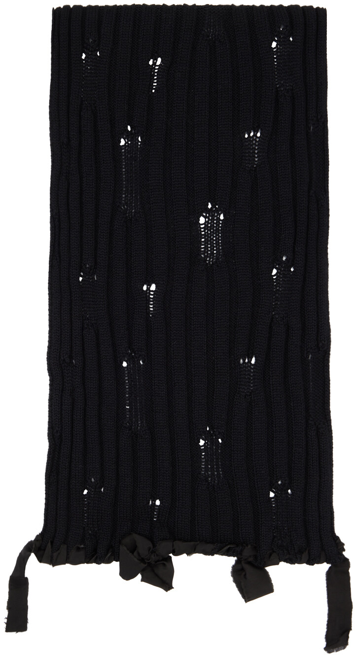 

Черный рваный шарф MM6 Maison Margiela