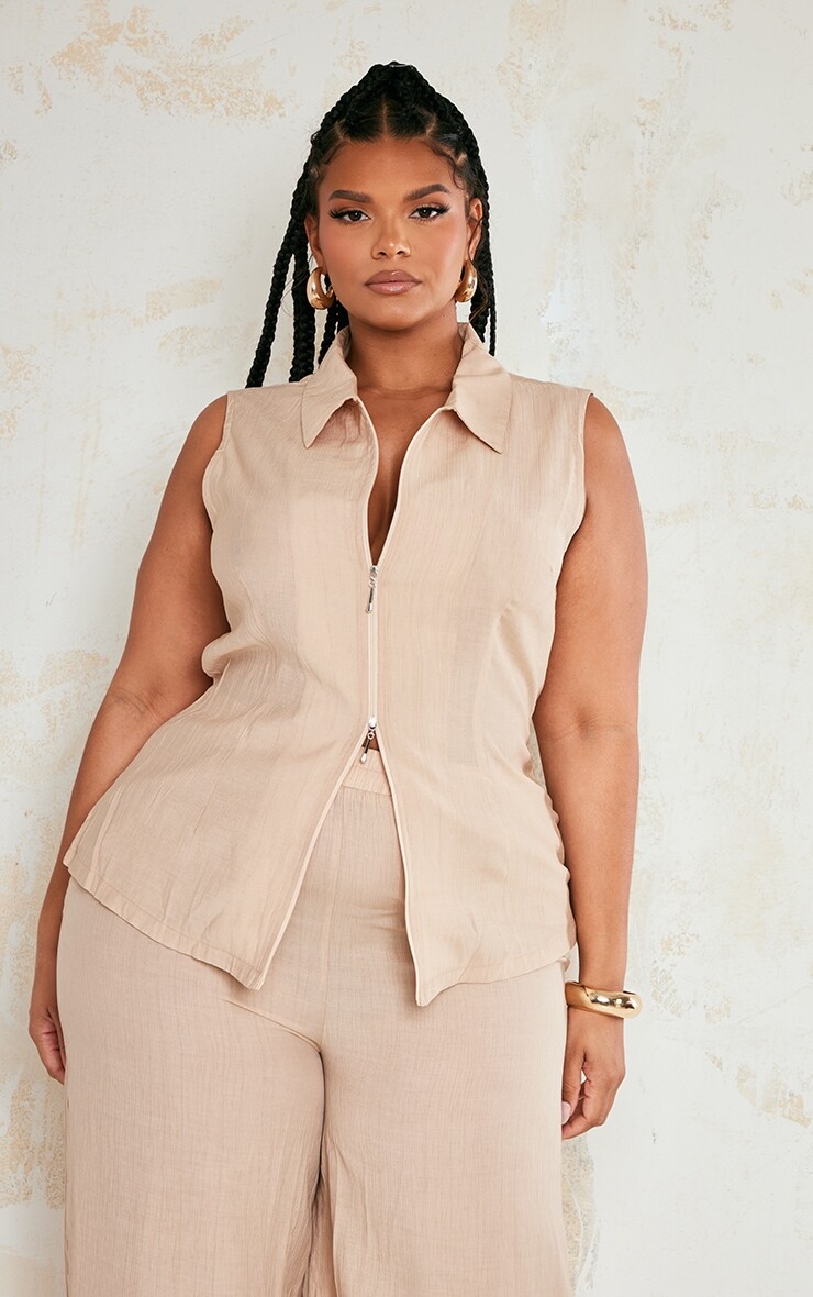 

PrettyLittleThing Легкий топ Plus Stone на молнии