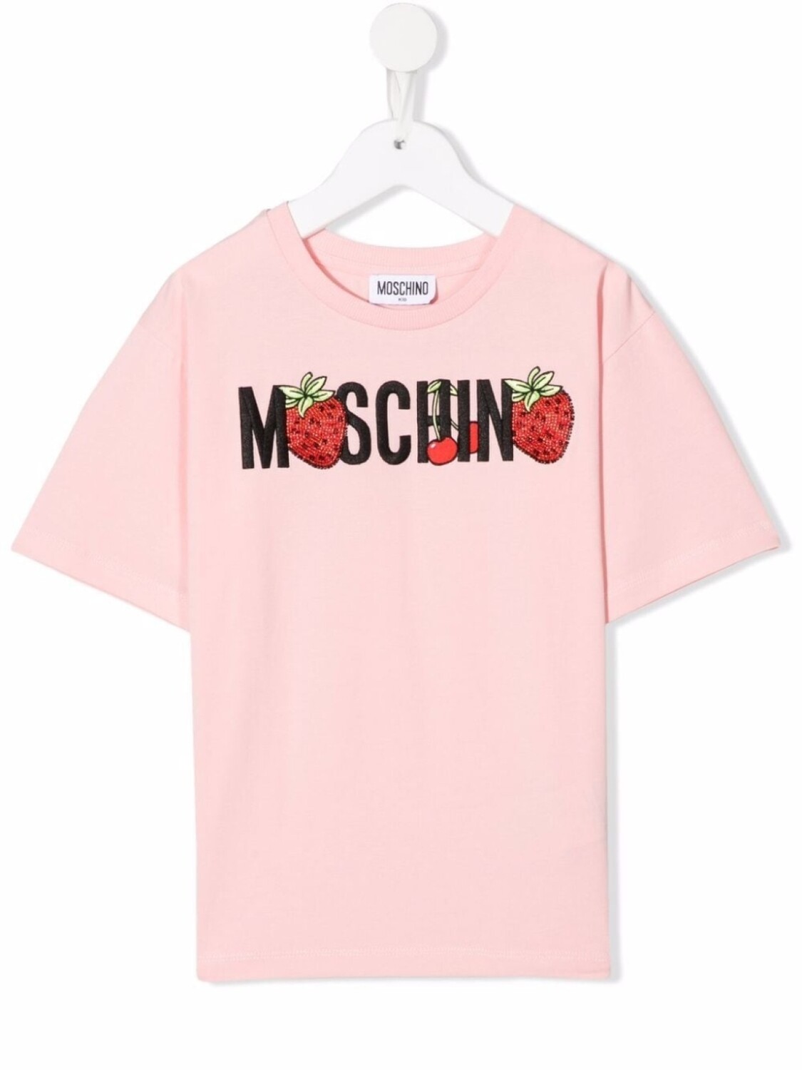 

Футболка с вышитым логотипом Moschino Kids, розовый