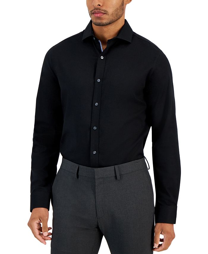 цена Мужская классическая рубашка узкого кроя Diamond Dobby Bar III, черный