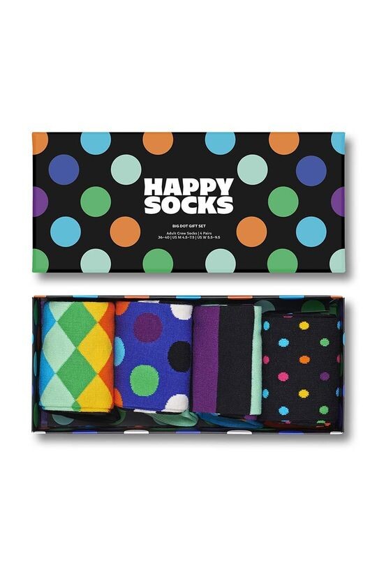 

Комплект из 4 черных носков Week с большими точками Happy Socks, мультиколор