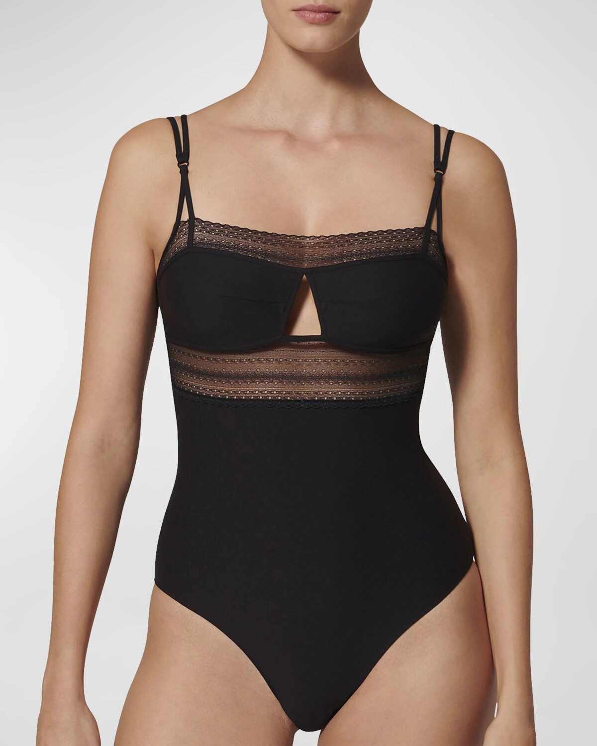 

Боди Pia с кружевной отделкой и вырезом Simone Perele, цвет Black