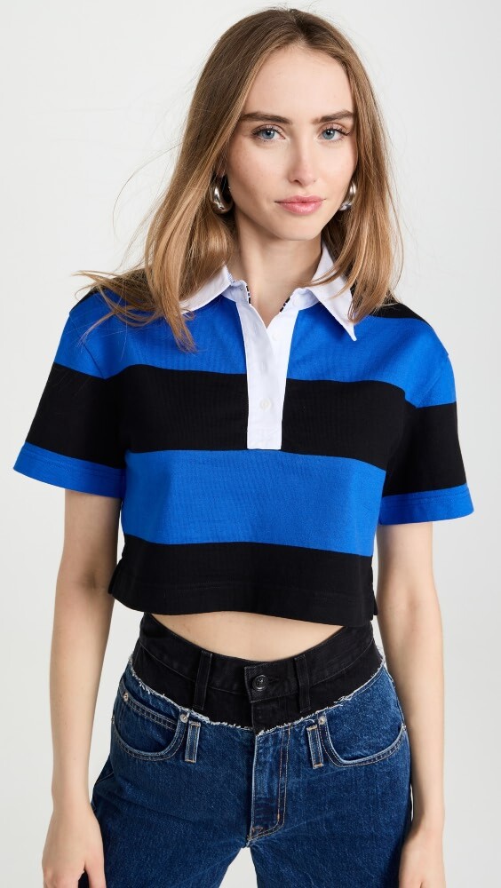 

Рубашка поло alice + olivia Treva Boxy Crop, сапфировый