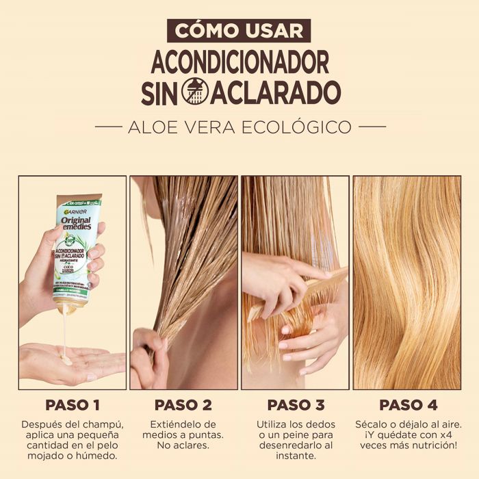 Кондиционер для волос Acondicionador sin aclarado de Agua de Coco y Aloe Vera Garnier, 200 ml