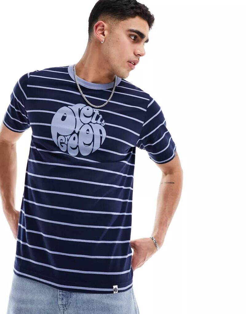 

Темно-синяя футболка в полоску с капеллой Pretty Green, Черный