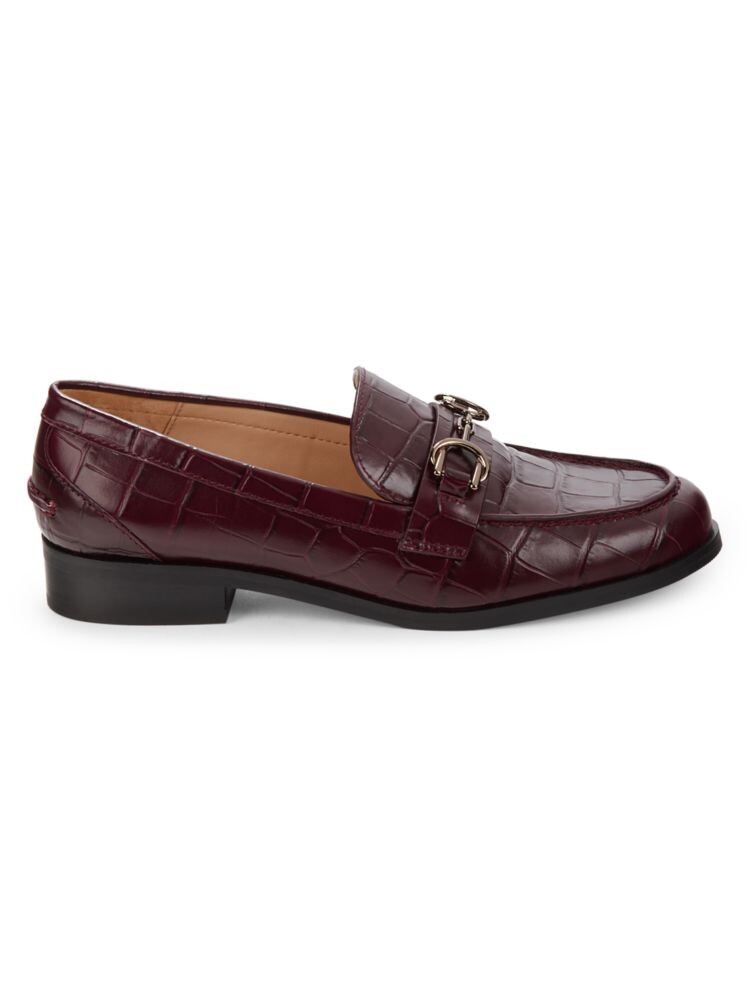 

Кожаные лоферы Owen с тиснением под крокодила Stuart Weitzman, цвет Burgundy