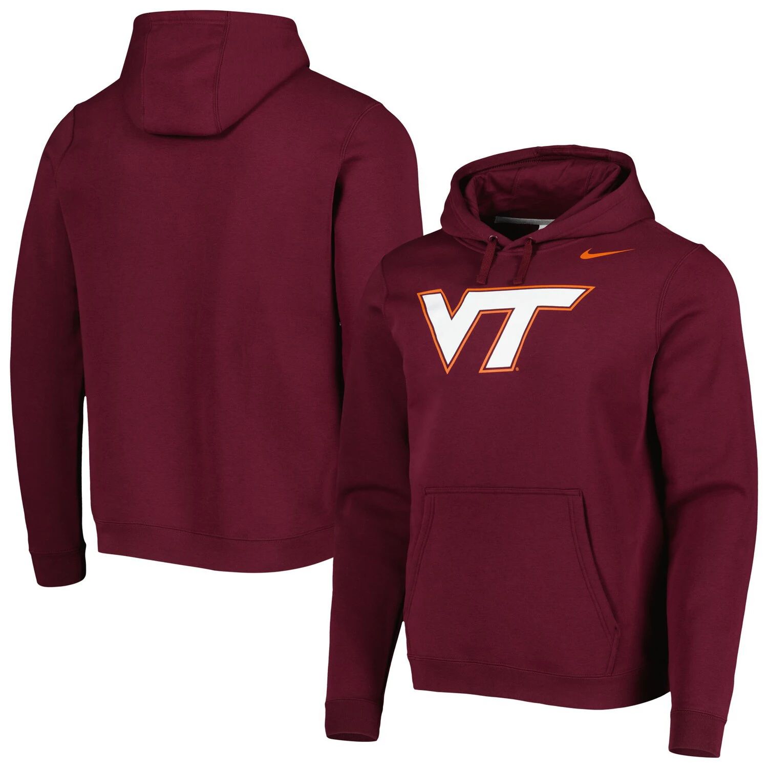 

Мужской темно-бордовый пуловер с капюшоном Virginia Tech Hokies Logo Club Nike