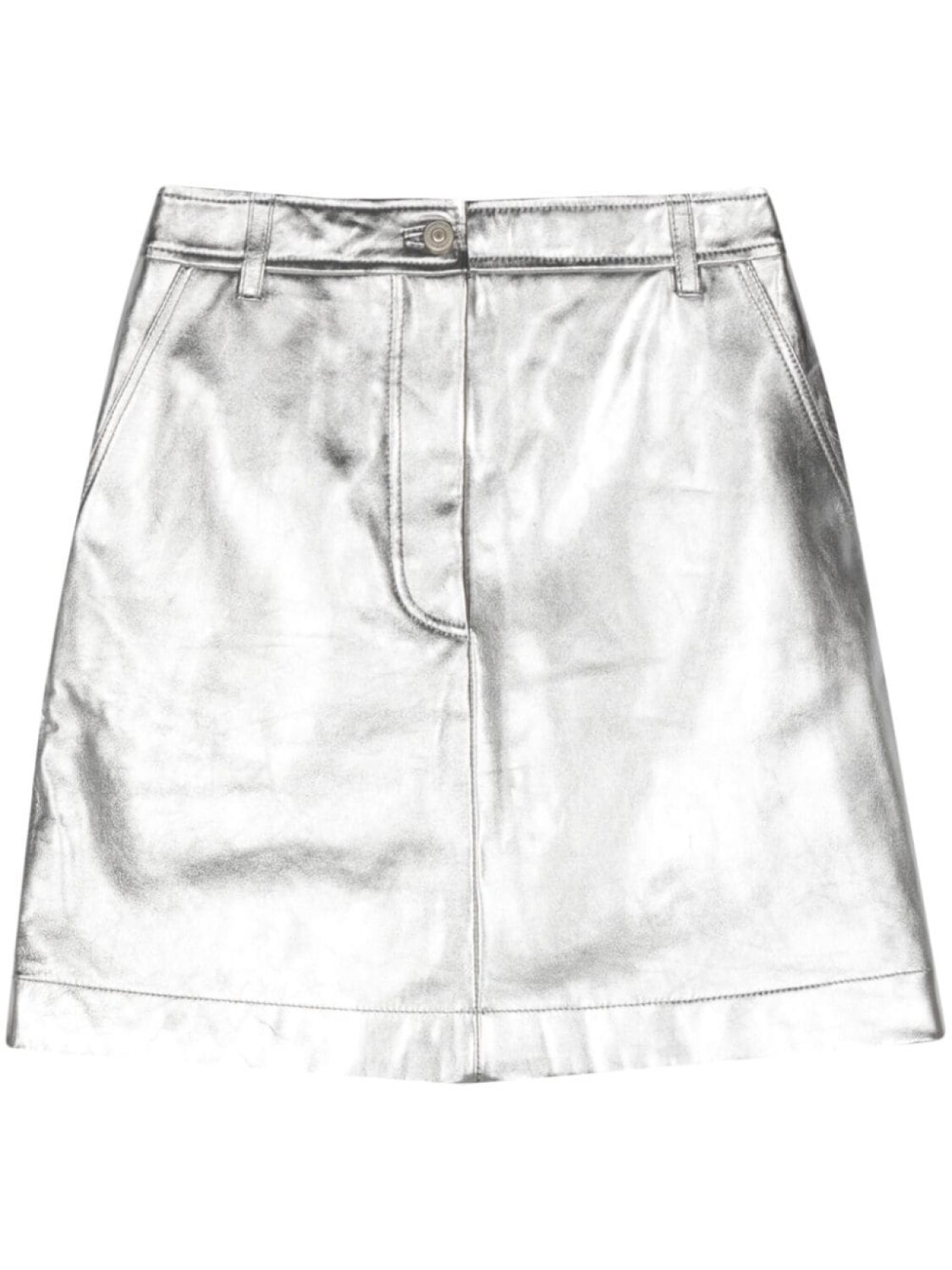

Кожаная юбка мини PS Paul Smith, серебристый