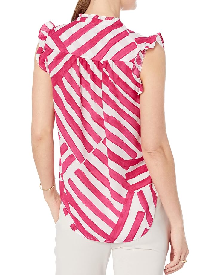 Блуза DKNY Sleeveless Ruffled Printed Blouse, цвет Hibscus Multi