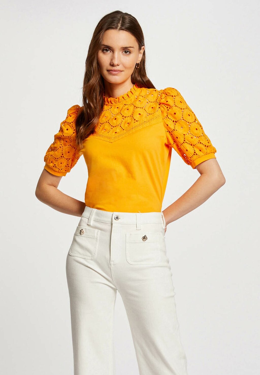 Футболка с принтом SHORT-SLEEVED Morgan, цвет orange футболка с принтом short sleeved dkny цвет black