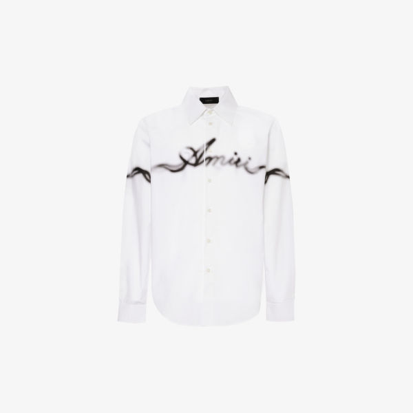 цена Рубашка из хлопкового поплина с фирменным принтом smoke Amiri, белый