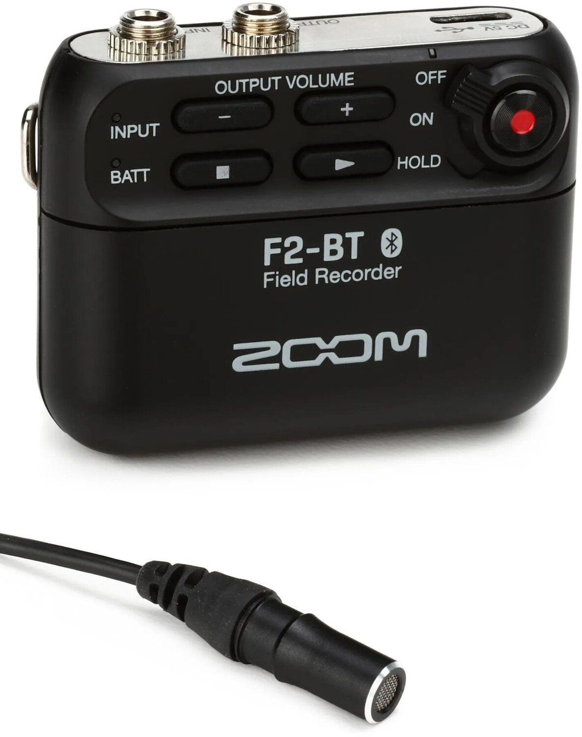 

Полевой рекордер Zoom F2 с петличным микрофоном и управлением через Bluetooth