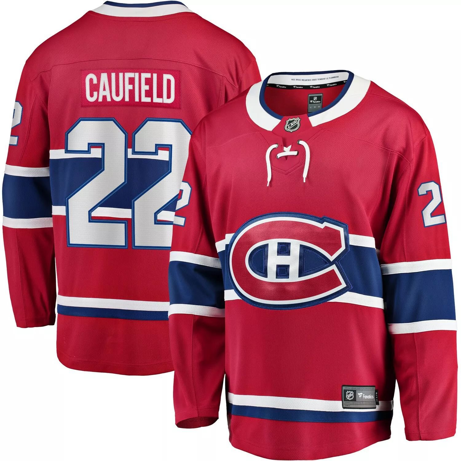 

Мужская футболка с логотипом Cole Caufield Red Montreal Canadiens Home Premier Breakaway Player Fanatics