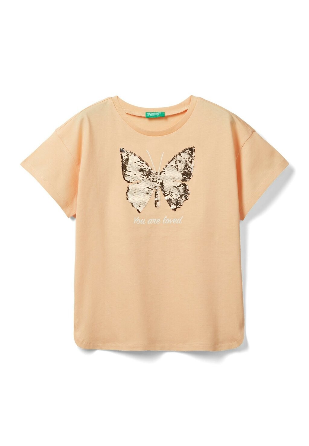 

Футболка с принтом With Reversible Sequins United Colors of Benetton, розовый