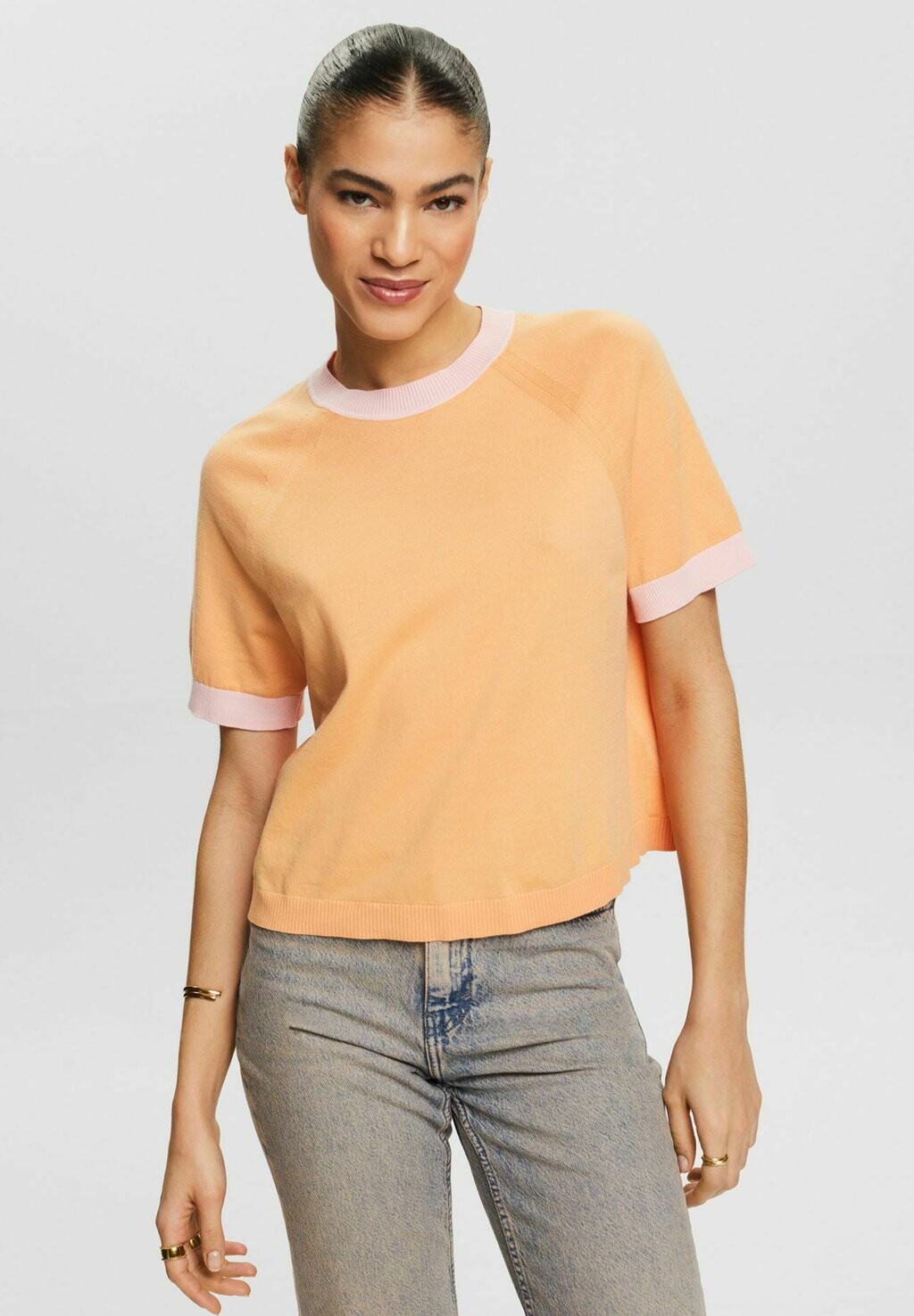 

Базовая футболка KURZÄRMLIGER IM ZWEIFARBEN-DESIGN Esprit, цвет pastel orange