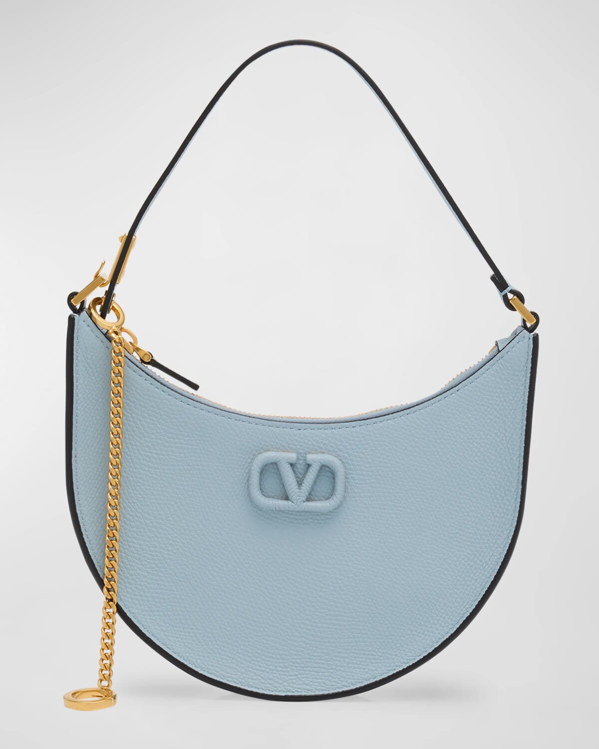 

Миниатюрная кожаная сумка-хобо VLOGO Valentino Garavani, цвет Blu Porcellana