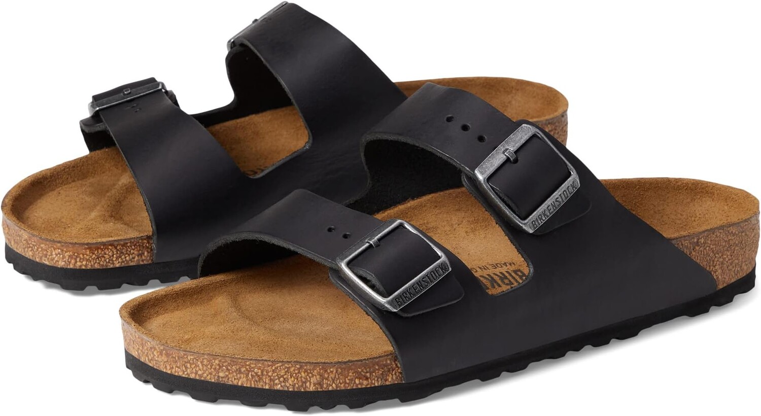 цена Сандалии на плоской подошве Arizona Grip - Leather Birkenstock, цвет Vintage Black Leather