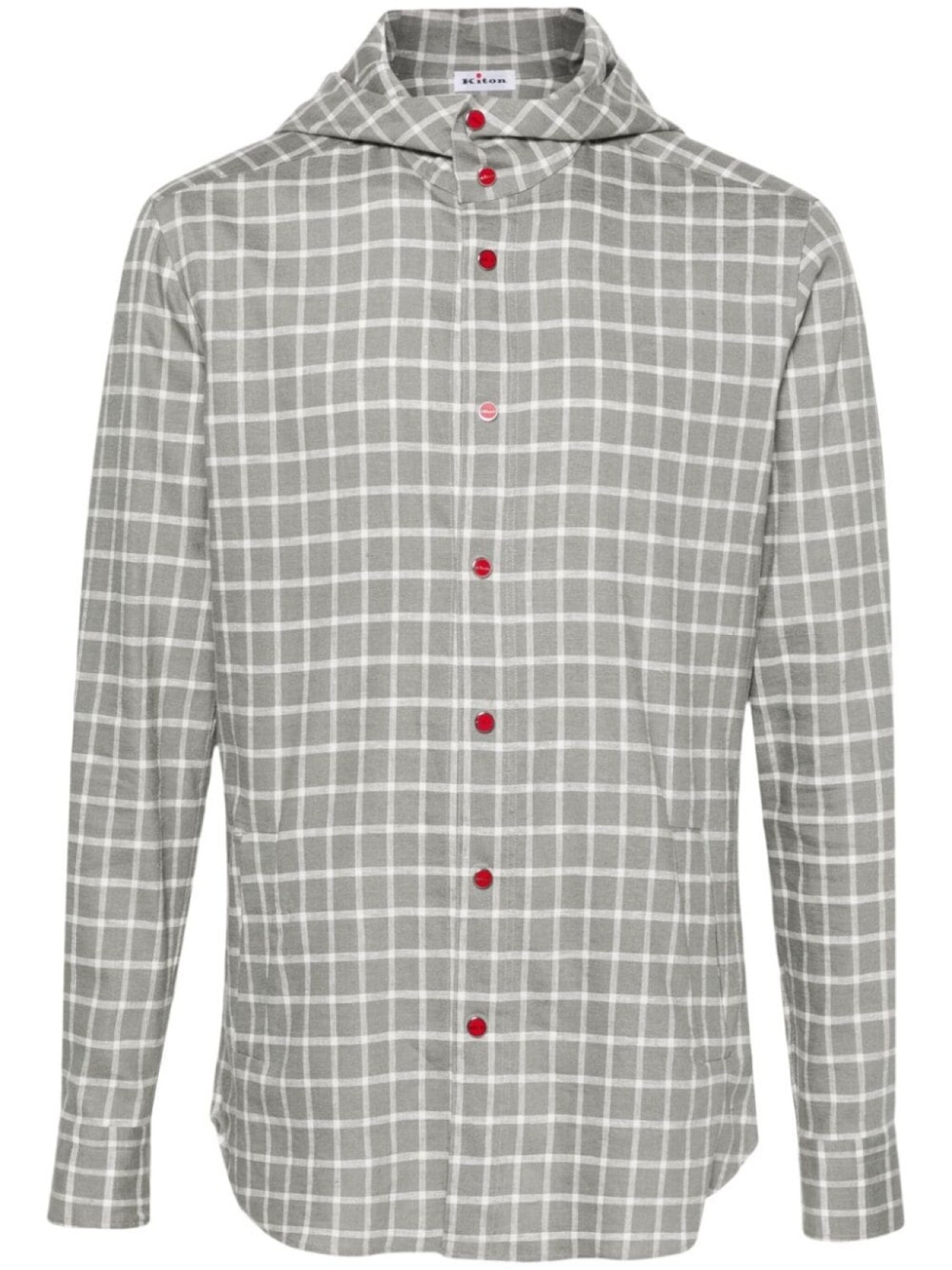 

Kiton клетчатая рубашка Mariano с капюшоном, серый