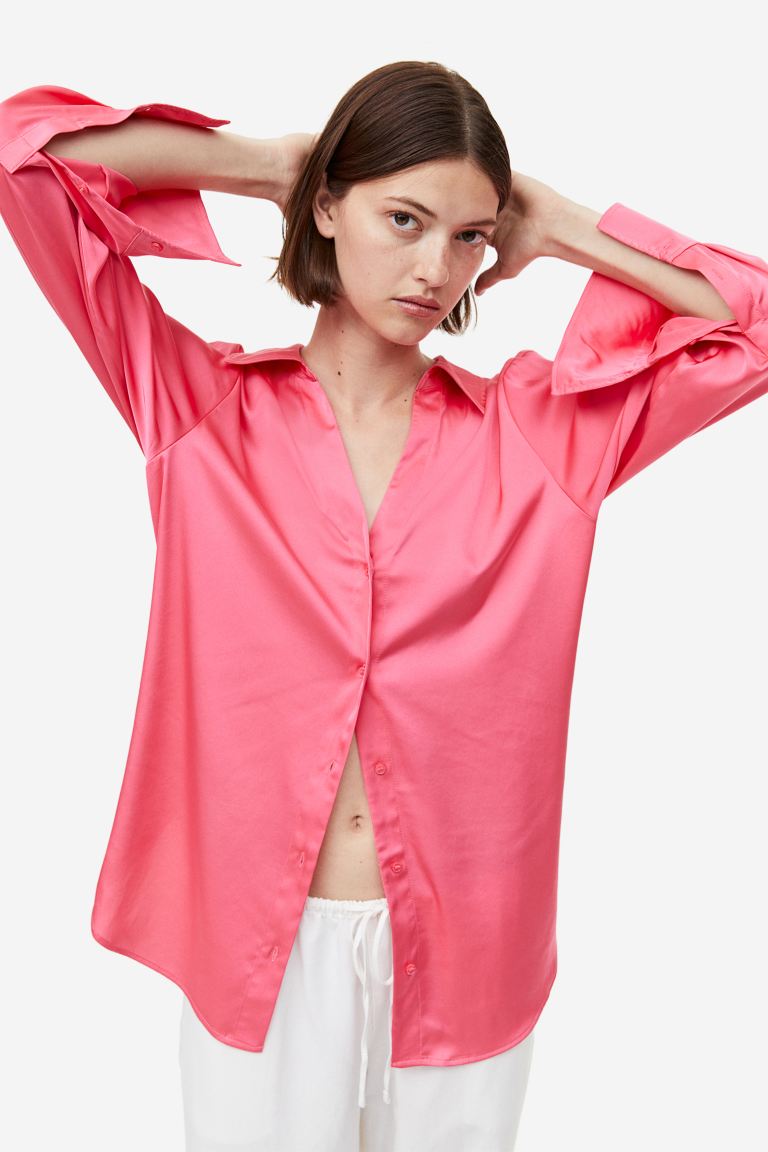 Блузка с V-образным вырезом H&M блузка атласная v образный вырез длинные рукава 40 fr 46 rus белый