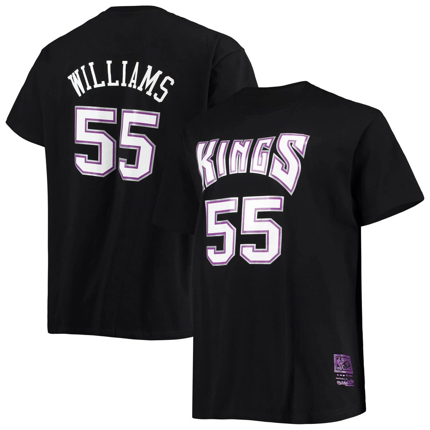 

Мужская черная футболка Mitchell & Ness Jason Williams Sacramento Kings Big & Tall Hardwood Classics с именем и номером
