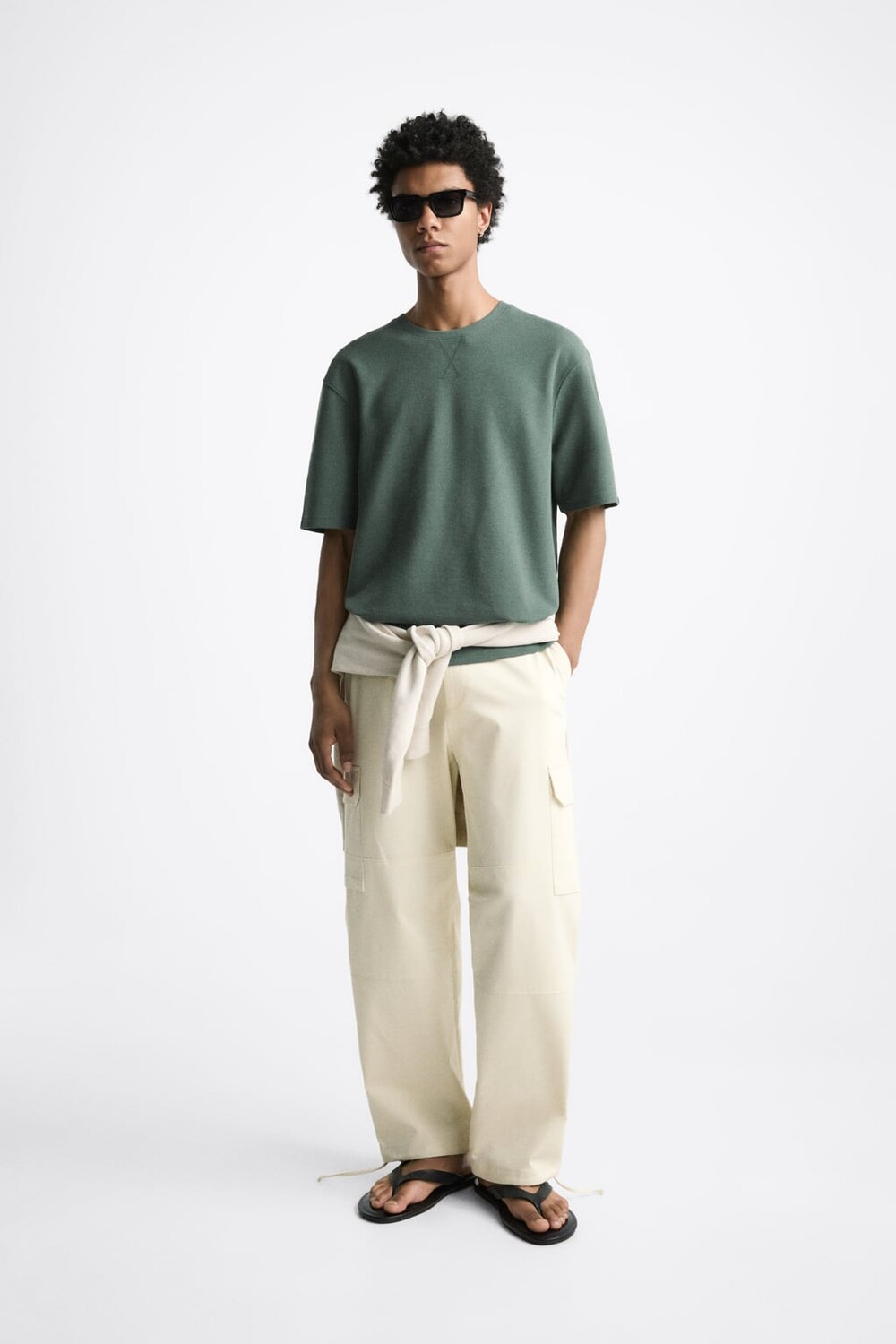

Текстурная футболка ZARA, зеленый