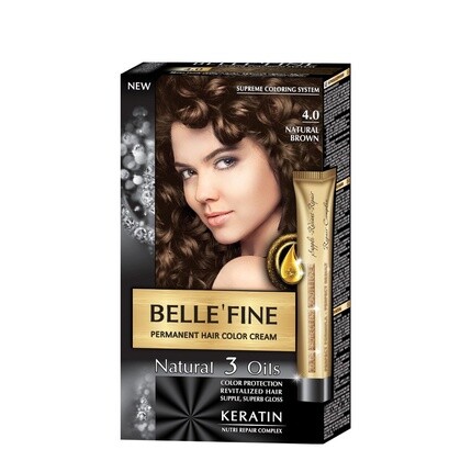 

Натуральная крем-краска для волос Belle'Fine Black Series с 3 маслами и кератином Стойкий цвет Натуральный коричневый