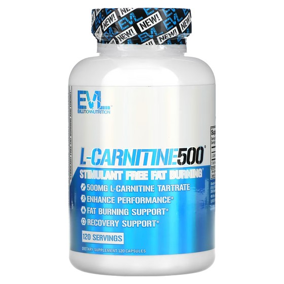 Пищевая добавка EVLution Nutrition L-CARNITINE500, сжигание жира без стимуляторов, 120 капсул