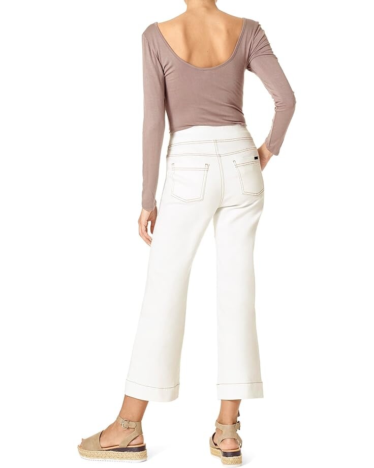 

Джинсы HUE High-Rise Shredded Cropped Denim Flare, белый