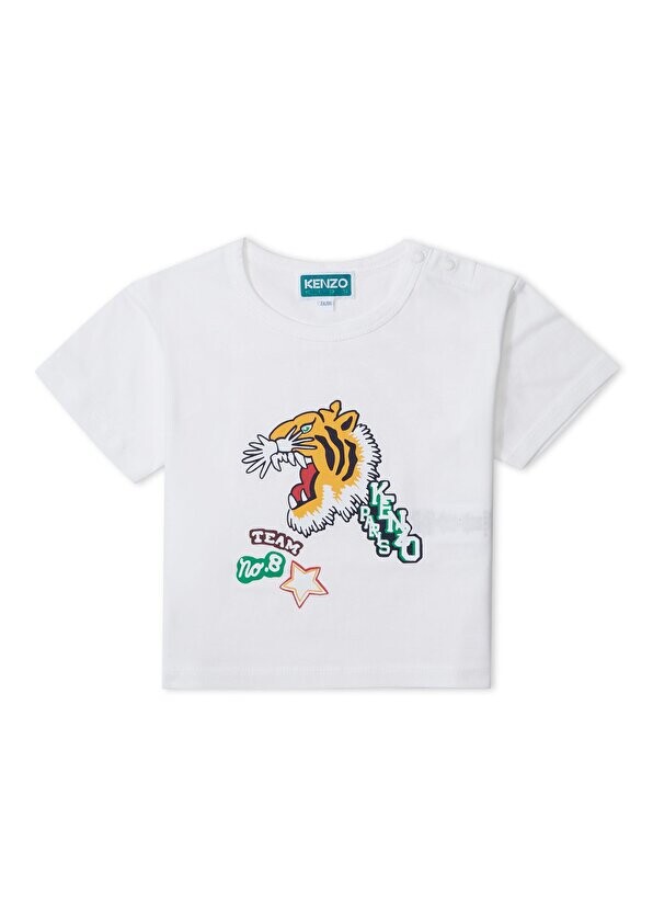 

Белая футболка с логотипом для маленьких девочек Kenzo