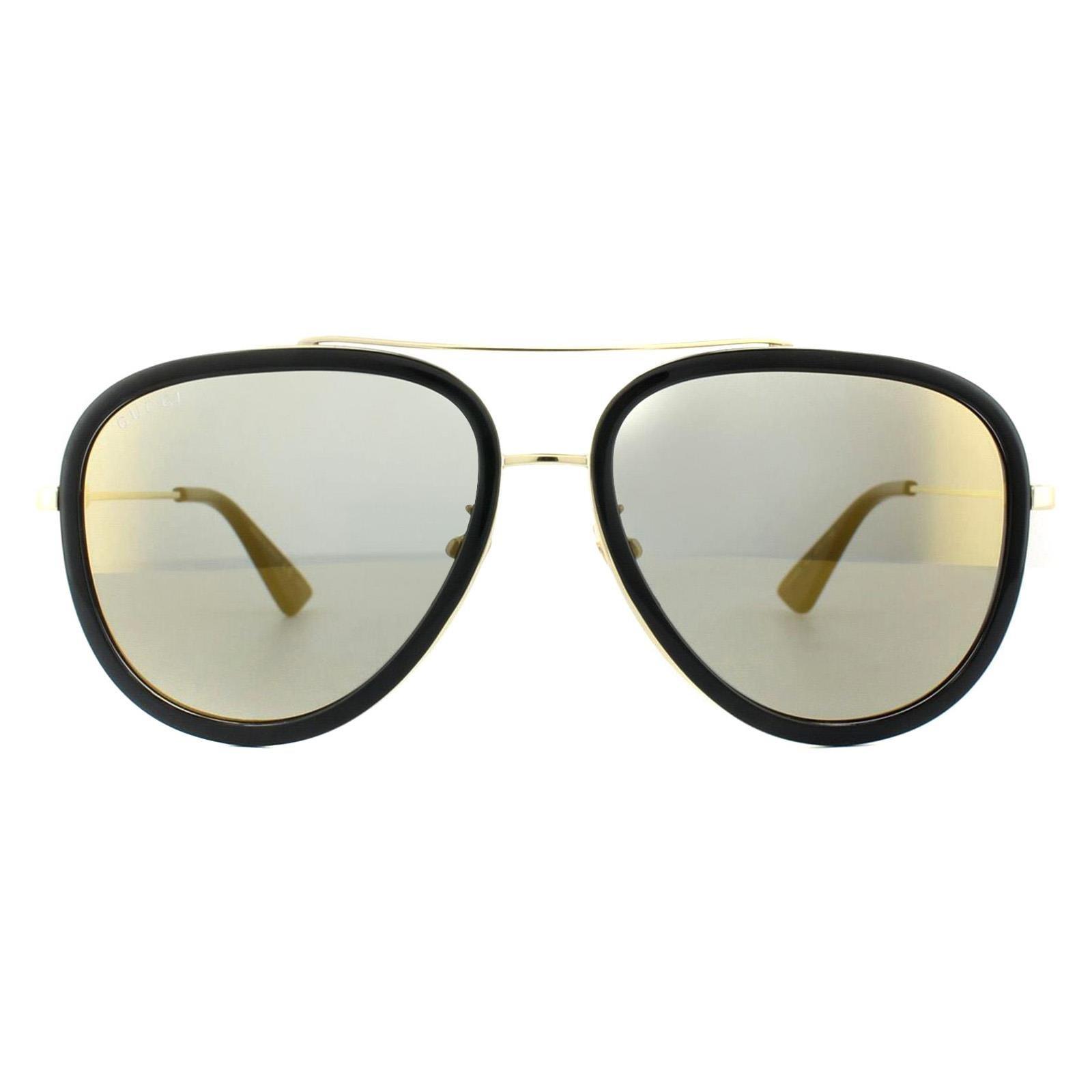 Солнцезащитные очки-авиаторы черного золота и золота Gucci, черный