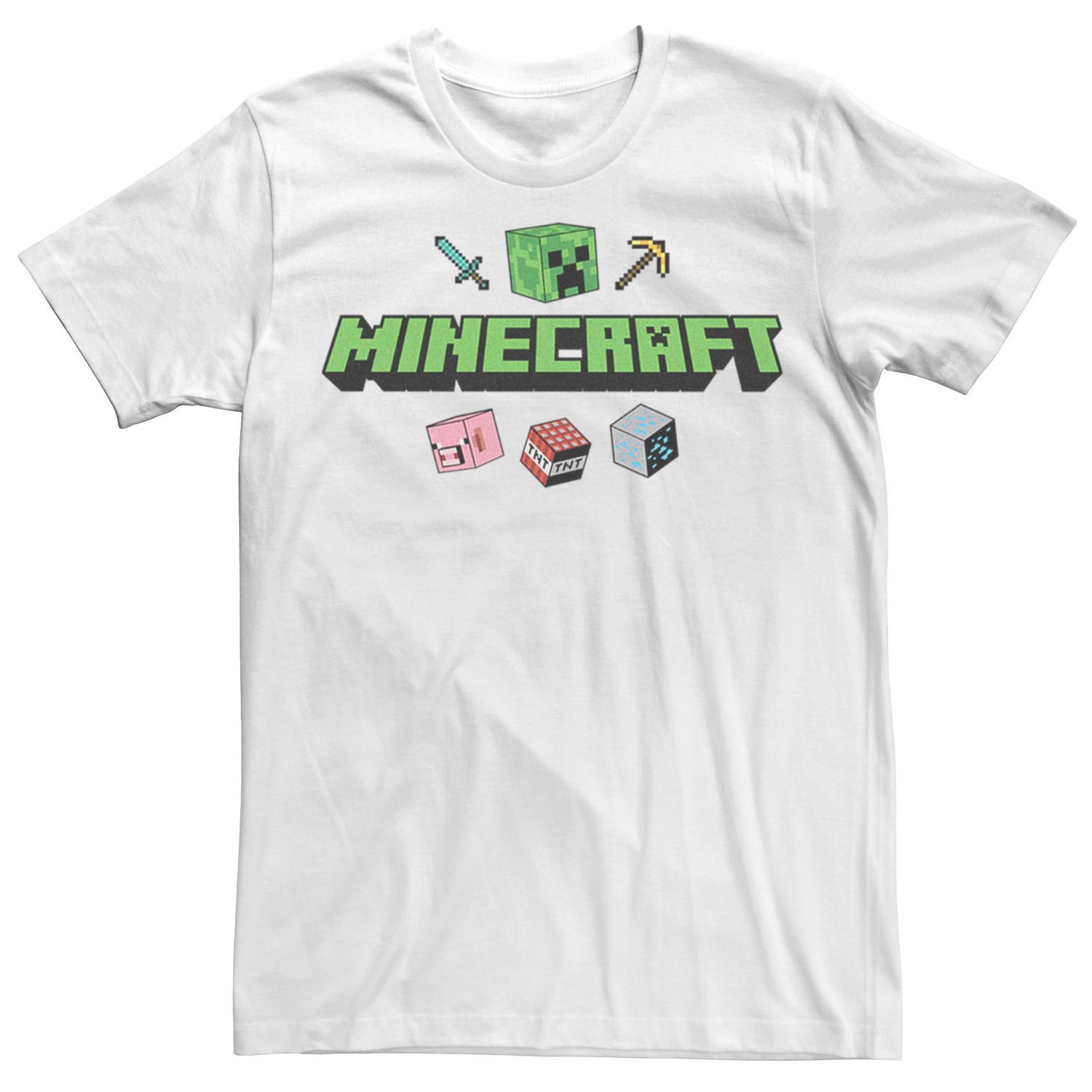 Мужская футболка Minecraft Creeper Face Sword TNT Peak Tool Licensed Character