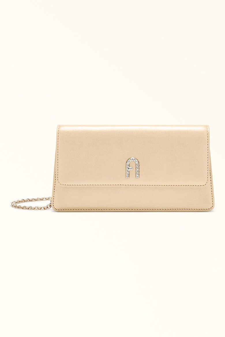 

Кожаный клатч Diamante с декоративными камнями Furla, бежевый